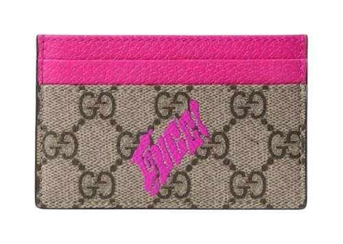 GucciGucci Icon Fun Monogram Card Holder - Beige/Pink