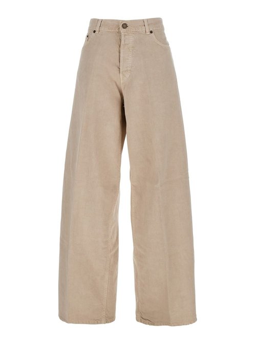Haikure Beige Five Pocket Jeans With Logo Patch On The Back In CottOn - HEW03296GF146PTT0362