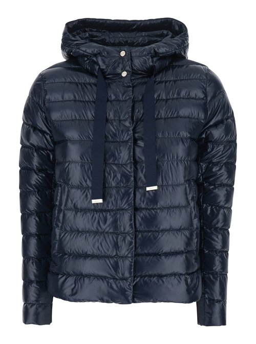 Herno Blue Down Jacket With Drawstring Hood And Logo Detail On The Drawstring In Tech Fabric - PI001994D12017Z9200