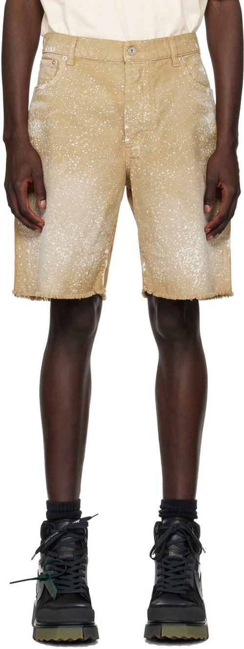 Heron Preston Beige Powder Wash Shorts - Tobacco Brown - HMCB014S23FAB0016400