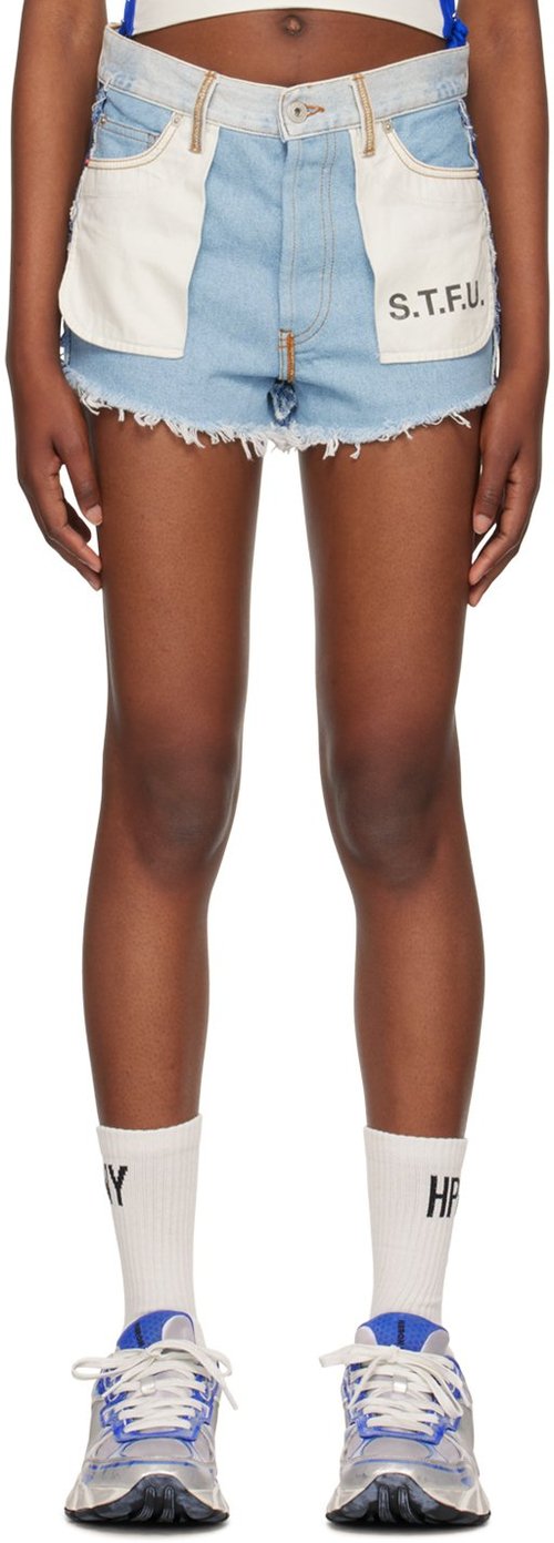 Heron Preston Blue Washed Insideout Denim Shorts - Black - HWYC008F23DEN0014510