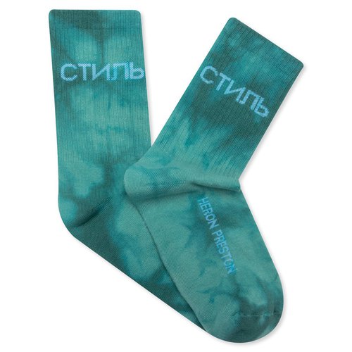 Heron Preston CTNMB Long Socks Tye Dye - Petrol/White - HMRA002R21KNI0025701