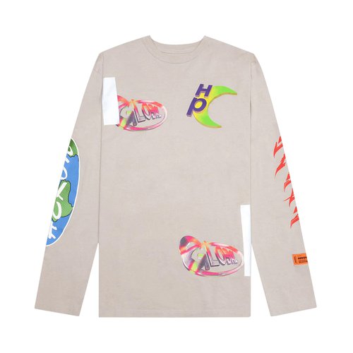 Heron Preston Global Collage Long-Sleeve Tee - Grey/Blue - HMAB022S22JER0010945