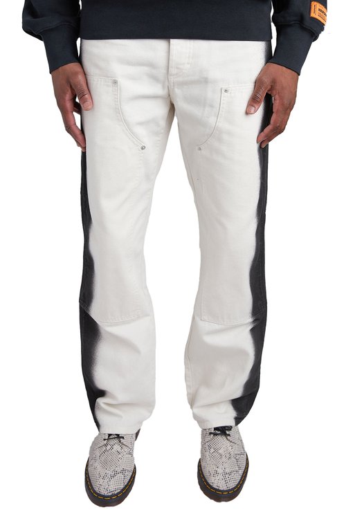 Heron Preston Gradient Canvas Carpenter Pants - White/Black - HMCA027S23FAB0020110-S