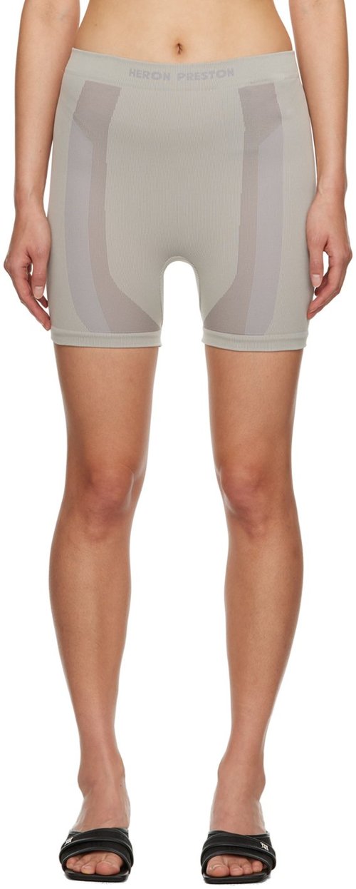 Heron Preston Gray 3D Ribbing Shorts - Beige Light Grey - HWVH004F23KNI0016105