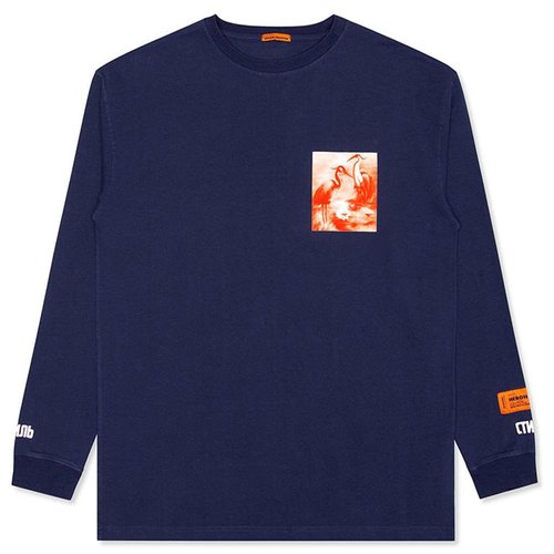 Heron Preston Heron Patch L/S T-Shirt - Dark Blue/Multi - HMAB005F196000023288