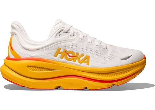 HOKA ONE ONE Bondi 9 | White | Size 7 - Frost/Sunflower - 1162012-FNF