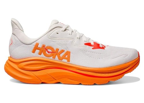 HOKA ONE ONE Clifton 10 | White | Size 8 - Frost/Orange Zest - 1162031-FGZ