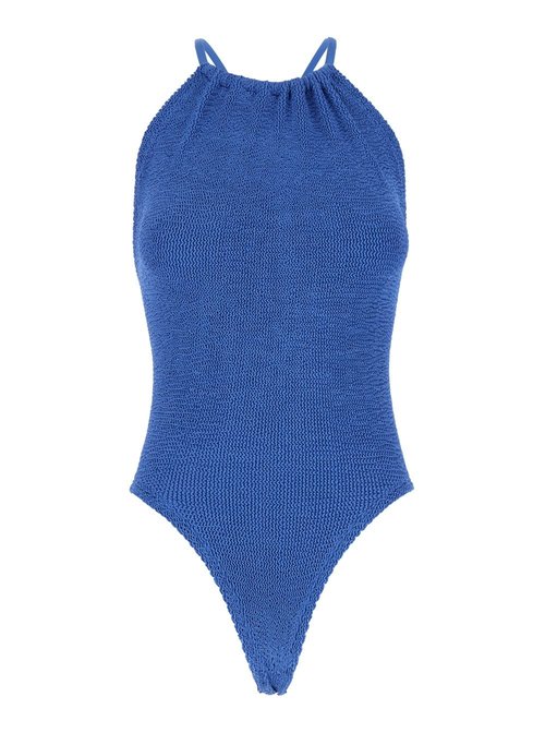 Hunza G portia Blue Swimsuit With Criss-crossed Straps On The Rear In Tech Fabric