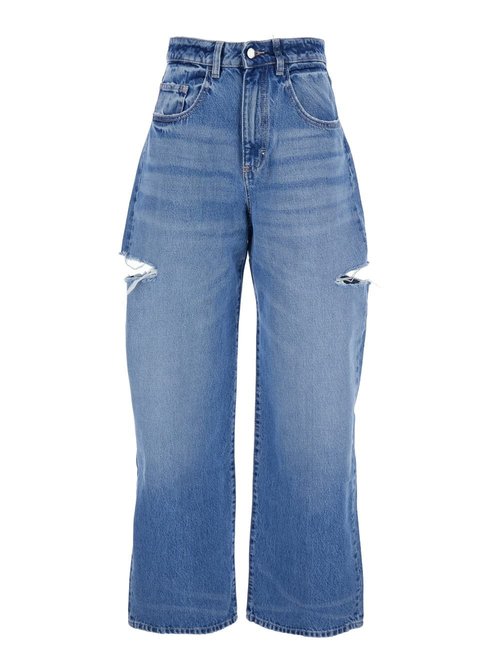 IcOn Denim poppy Blue Jeans With Logo Patch On The Rear And Ripped Details In Denim - POPPYECOID8720