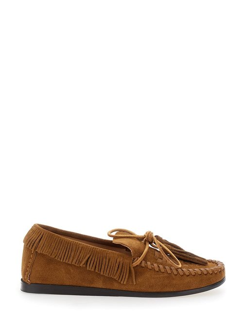 Isabel Marant Loafers fitza With Fringed Details And Bow On The FrOnt In Brown Suede For - MC0019FCC2A05S50CO