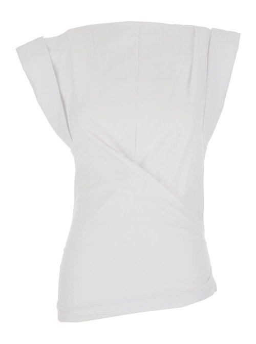 Isabel Marant maisan White T-shirt With Asymmetric Design And Logo Embroidery On The Back In CottOn - TS0207FAA1N41I20WH