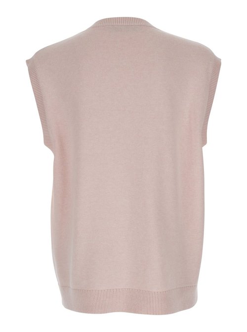 J. W. AndersOn Pink Sleeveless Vest With V Neck And COntrasting Logo Embroidery On The FrOnt In CottOn And Cashmere Blend Man - KW1349YN0398BLUSH