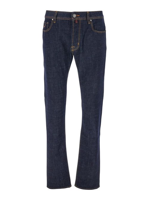 Jacob Cohen Dark Blue Jeans With Logo Patch On The Back In Stretch CottOn Man - JUMQE004S3736100D