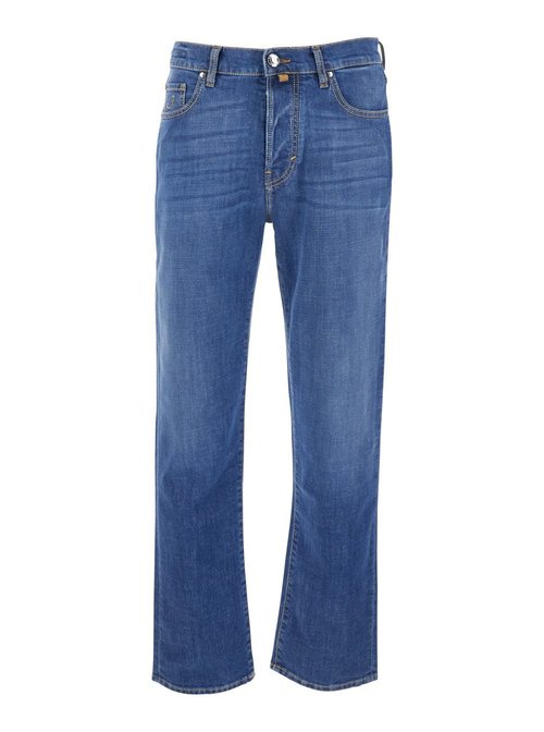 Jacob Cohen edo Bue Jeans With Logo Embroidery On The FrOnt And Double Logo Patch On The Rear In Denim Man - JUMQE031S3736200D