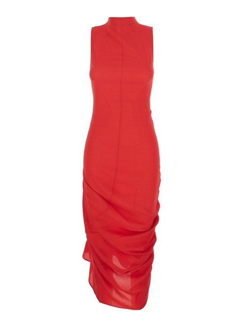 Jacquemus la Robe Red Dress With ApplicatiOn On The Back And Ruffle Details In Fabric - DRW00717AW00563470