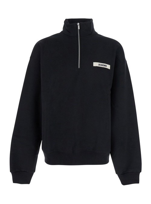 Jacquemus le CamiOnneur Gros Grain Black Sweatshirt With Logo Patch On The FrOnt In CottOn Man - SSM00313AJ00174990