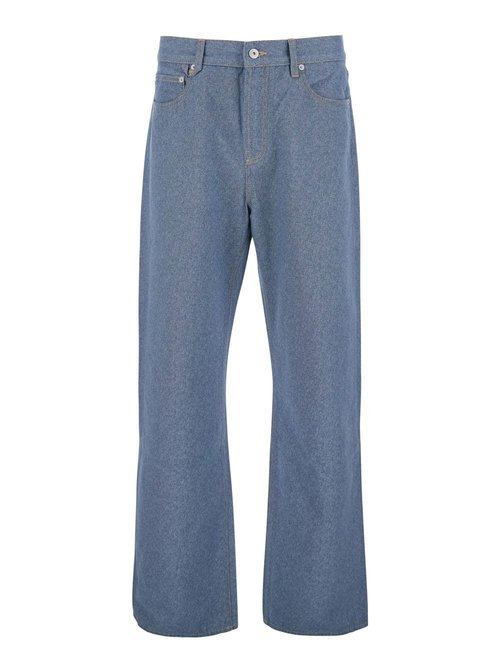 Jacquemus le De-nimes Droit Blue Five Pocket Jeans With Embroidered Logo On The Back In Denim Man - PAM00028AD00042330