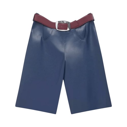 Jean Paul Gaultier Leather Bermuda With Openings On FrOnt - 26.02 W