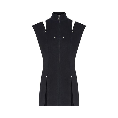 Jean Paul Gaultier Overdyed Denim Short Dress With Slit Detail And Mesh IncrustatiOn On The Back - 25.04 W