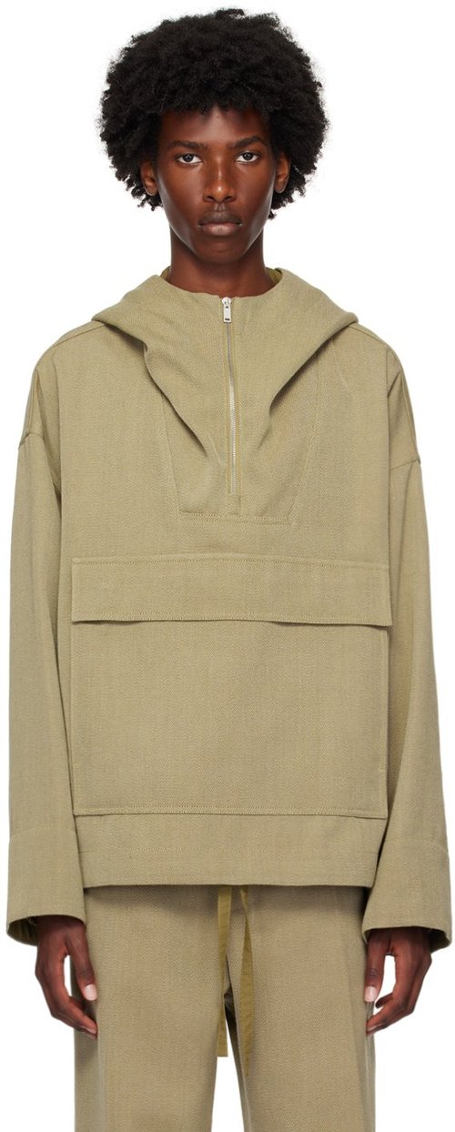 Jil Sander Beige Half-Zip Hooded Jacket - * - J47BN0175-J4018-921