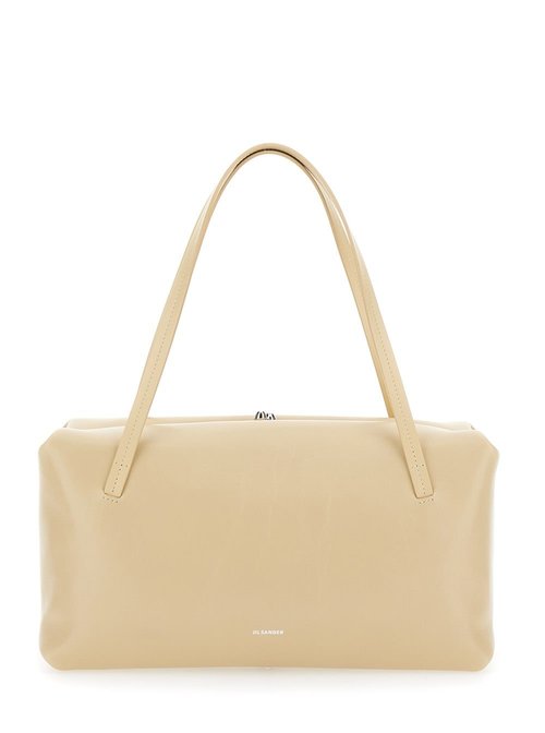 Jil Sander goji Pillow Shoulder Bag With Clasp Closure And Logo Lettering On The Front In Leather - Beige - J08WD0065P5635_925