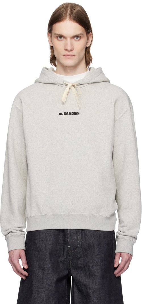 Jil Sander Gray Logo Hoodie - Powder Green - J47GU0129-J2001-052