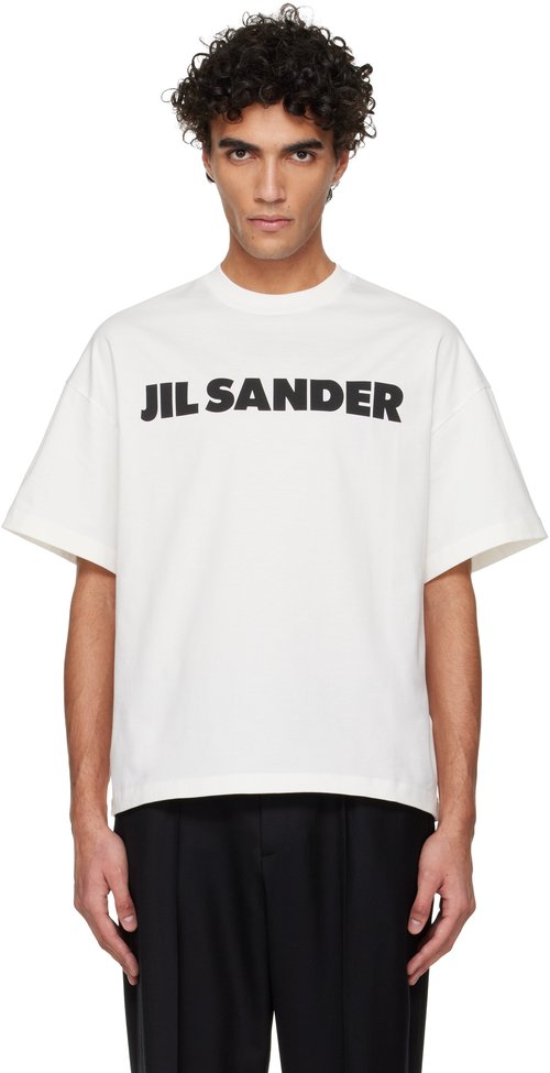 Jil Sander White Logo T-shirt - Porcelain - J22GC0221-J2034-102