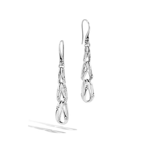 John Hardy Sterling Silver Bamboo Earrings On A French Wire Eb58128 - Silver Tone - EB.58128