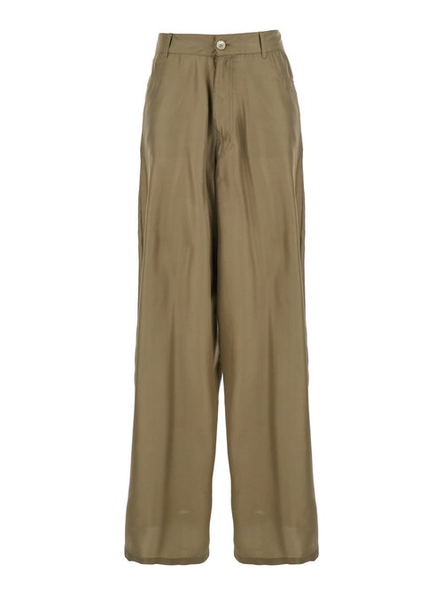 Jucca Green Silk Pants With Belt Loops And Logo Patch On The Rear In Silk - J411401823803