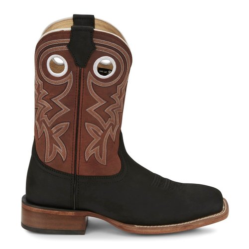 Justin Boots Big News Square Toe Pull On Cowboy Boots - Black/Brown - FN.7022