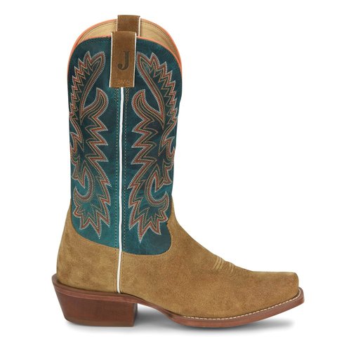 Justin Boots Jimmy Square Toe Pull On Cowboy Boots - Blue/Brown - FN.7253