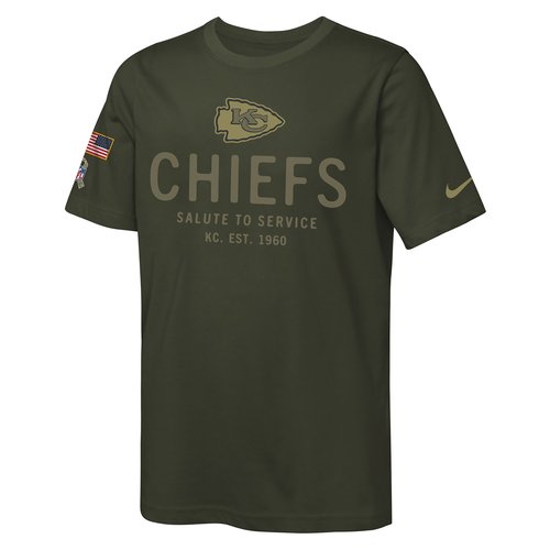 Kansas City Chiefs Salute to Service Sideline Big Kidsâ Nike Dri-FIT NFL T-Shirt - Olive - Z1B7NFLZCCKS-KCC