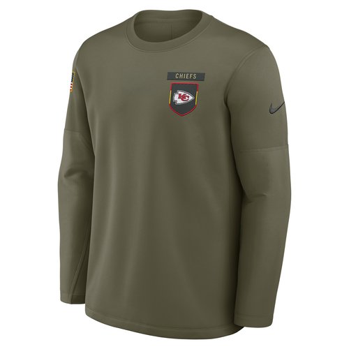 Kansas City Chiefs Salute to Service Sideline Triumphant Win Coach Nike NFL Pullover Crew - Olive - 03BR2DHA2G-1KL