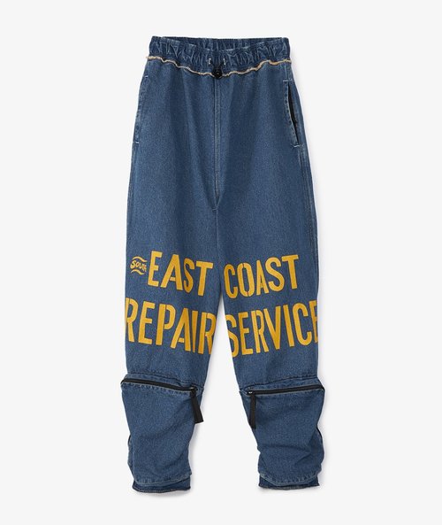 KAPITAL 12.5oz Denim East Repair-Man Track Pants - K2303LP064-PRO