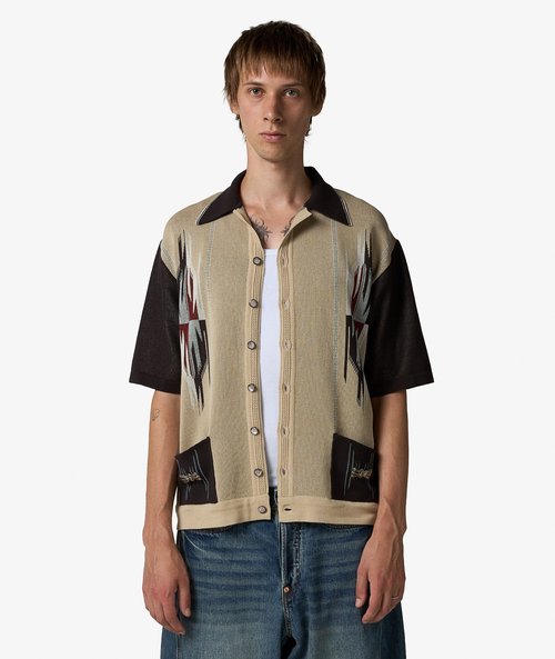 KAPITAL 12G Cotton Knit Chimayo Pattern Aloha Shirt - EK-1730KN-BE