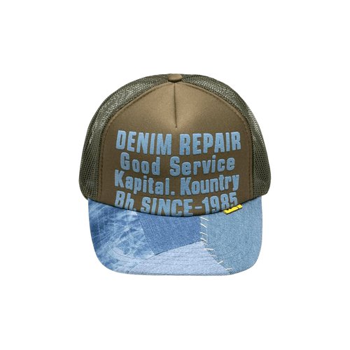 KAPITAL Denim Repair Service Denim-Reconstruct Trucker Cap - K2203XH513 DARK