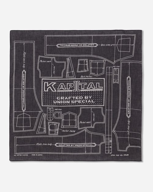 KAPITAL Fastcolor Selvedge Bandana Black - Barbie Pattern - EK-1713BA BLACK