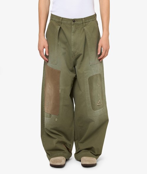 KAPITAL Herringbone Fatigue Baggy Pants - K2503LP096-KHA
