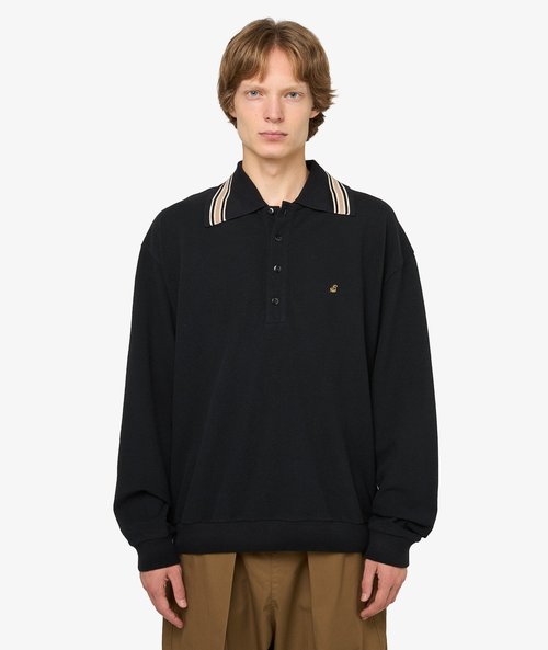 KAPITAL Pique Wrangle Color Retro Polo Shirt - EK-1507LCA-BLK