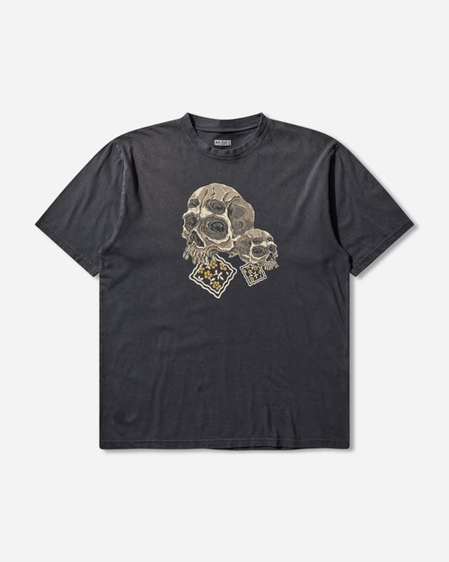 KAPITAL s 20/-Jersey Crew T-Shirt Black - Peckish Rain Skull - K2506SC233 BLACK