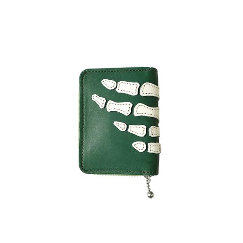 KAPITAL Thumbs Up Bone Hand Zip Mini Wallet - EK 1401 GREE