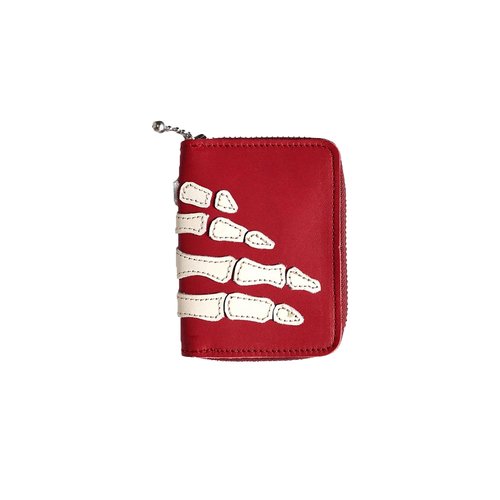 KAPITAL Thumbs-Up Bone Hand Zip Mini Wallet | Size Onesize - EK 1401XG RED
