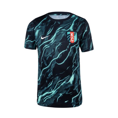 KC Current 2025 Nike NWSL Short-Sleeve Pre-Match Top - Hyper Turquoise/Dark Obsidian - B21568KCSL-HYD