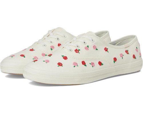 Keds Champion Canvas Rose Embroidery Lace Up - Off White/Red - KW-CHAMP-3D-251