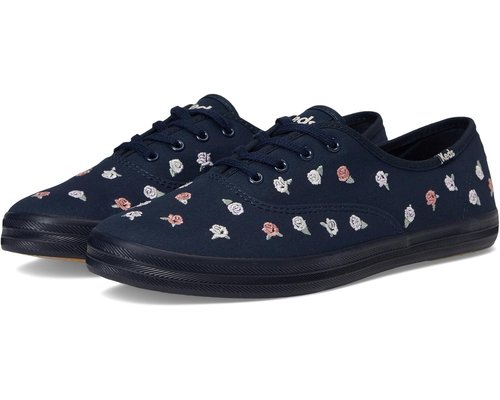 Keds Champion Canvas Rose Embroidery Lace Up - Blue/Pink - KW-CHAMP-3D-410