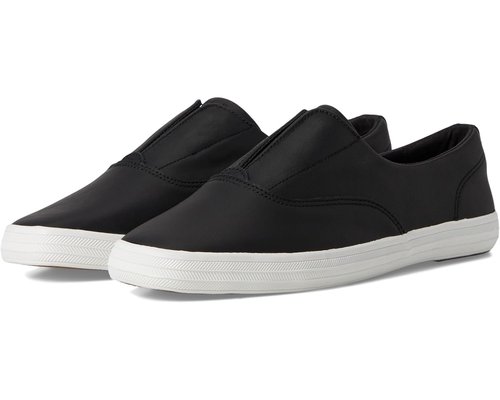 Keds Champion Square Toe Slip-On - Black Soft Leather - KW-SQCVO-6-001