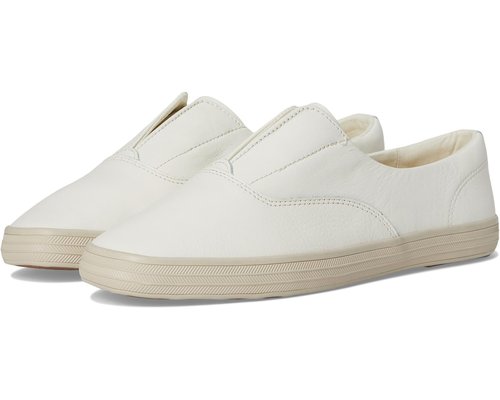 Keds Champion Square Toe Slip-On - Snow White Soft Leather - KW-SQCVO-7A-270