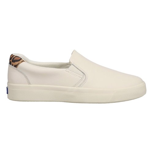 Keds Pursuit Leather Leopard Slip On - Off White - KW-PURSLIP3-100