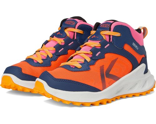 KEEN ZiOnic Mid Height Waterproof All Terrain Easy On Hiking Boots Toddler/Little Kid/Big Kid - Naval Academy/Nasturtium - 10.31137
